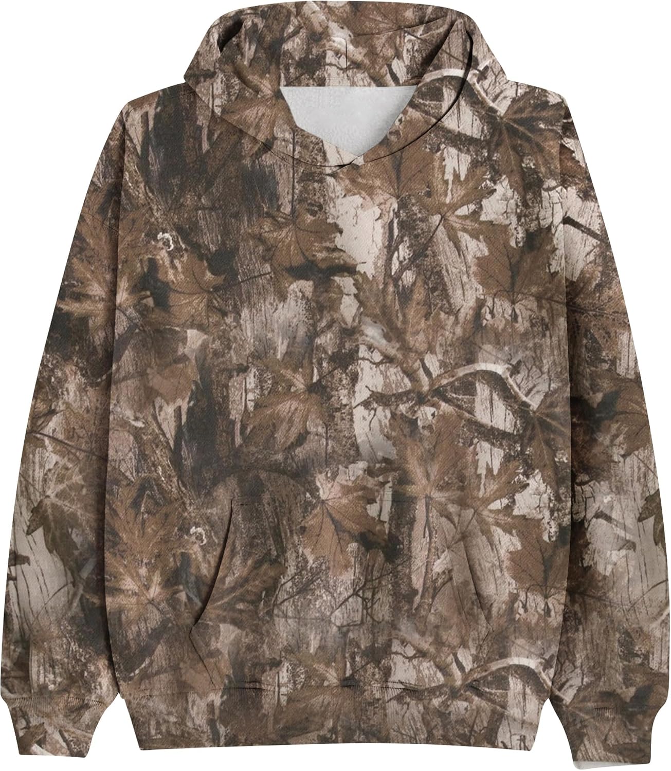 MSBESYOR Camo Hoodie for Men Women Oversized Fleece Maple Leaf Hooded Sweatshirt Graphic Print Pullover Hoodies with Pocket