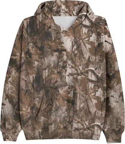 MSBESYOR Camo Hoodie for Men Women Oversized Fleece Maple Leaf Hooded Sweatshirt Graphic Print Pullover Hoodies with Pocket