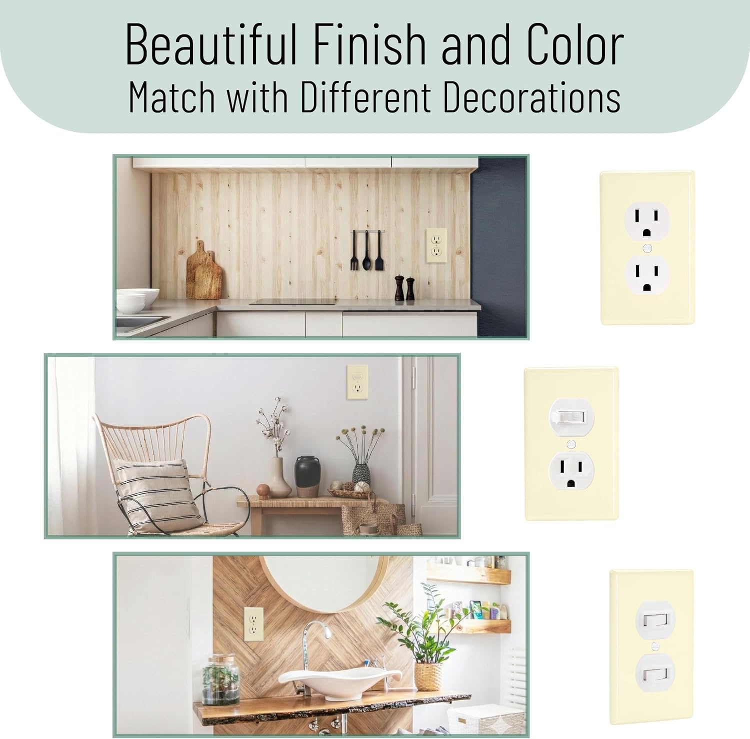 Bates- Duplex Wall Plate, 5.5" x 3.5"/Over Size, 12 Pack, Ivory, Electrical Outlet Cover Plates, Wall Outlet Cover