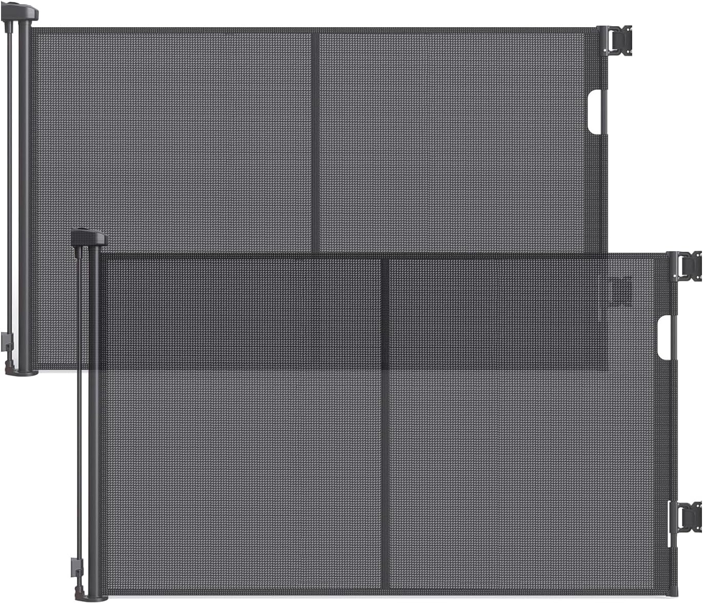 2 Pack 60" Wide Reinforced Retractable Gate, Prevents Crawling Under, White