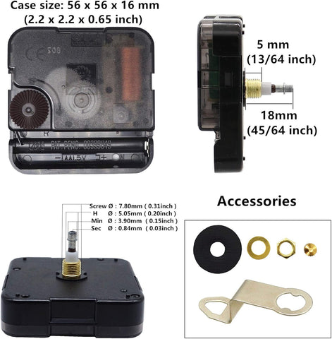 Youngtown 12888 Clock Mechanism 13/64" Thread Battery Operated Replacement