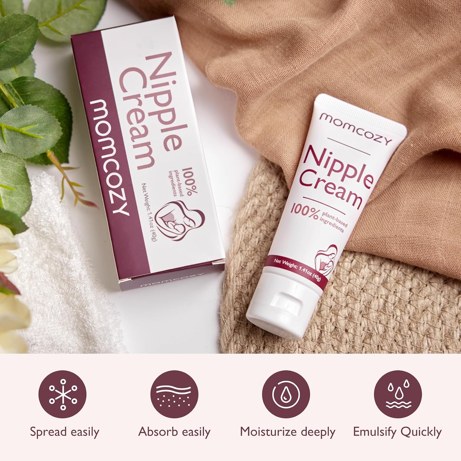 Momcozy Nipple Cream for Breastfeeding, Lanolin-Free, Safe & Soothing Balm