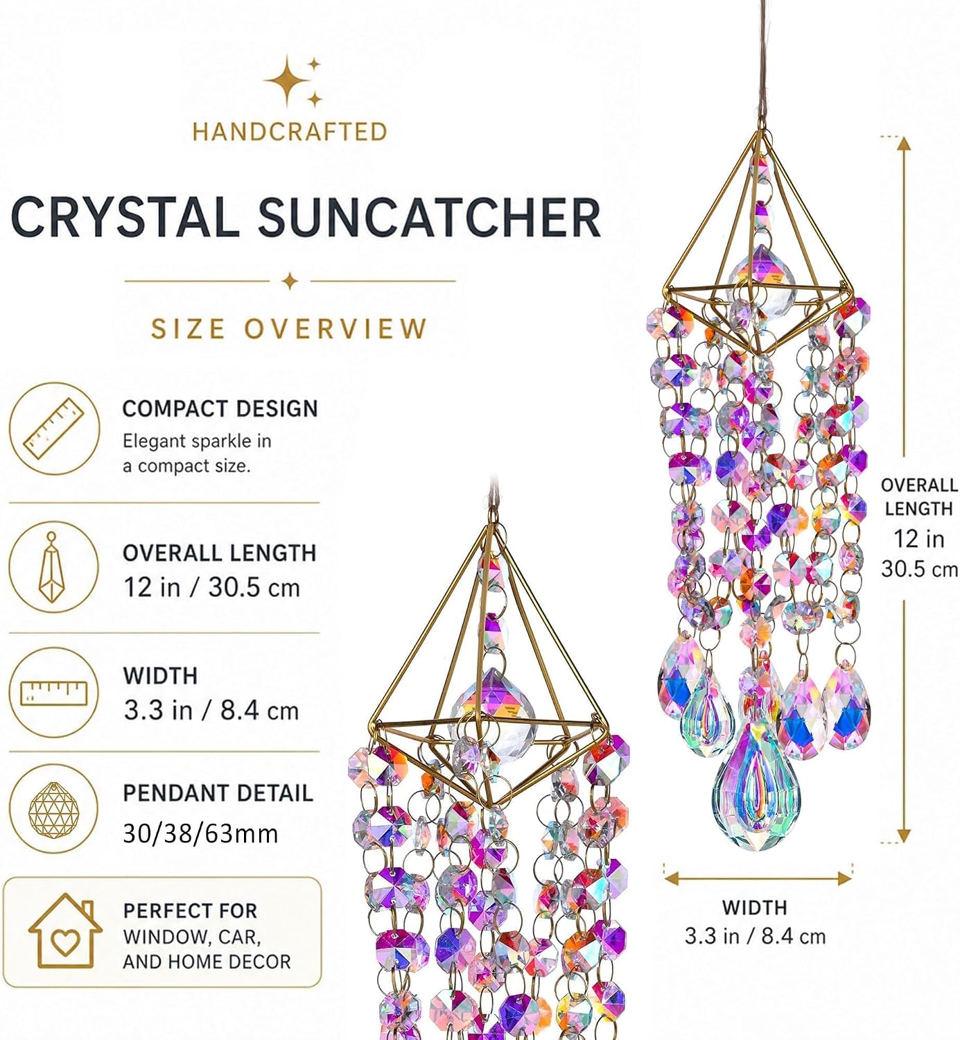 Crystal Suncatchers for Window Hanging Crystals Prism Sun Catchers Indoor