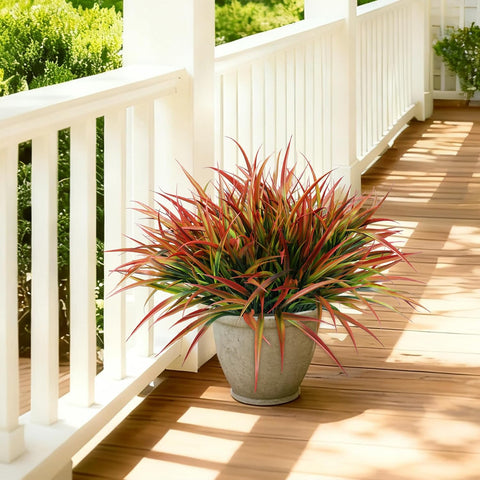 Ivydale 12Pcs Fake Plants Outdoor Artificial Plastic Grass Fall Decoration UV Resistant Faux Greenery Stems Bushes Outside Fake Plants for Planters Patio Porch Window Box Pathway Garden Home Decor