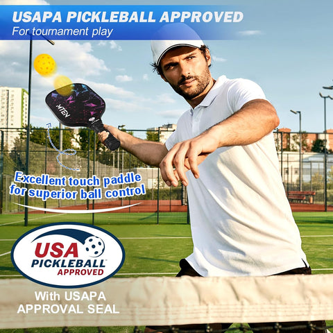 MTEN Pickleball Paddles Set of 2/4/1, USAPA Approved Fiberglass Rackets