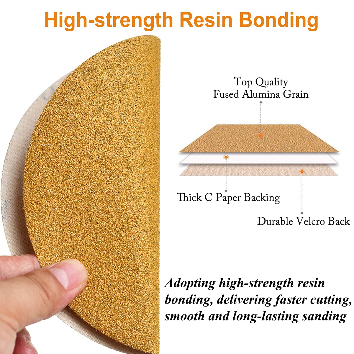6-Inch No-Hole Hook and Loop Gold Sanding Discs 80-Grit, 100-Pack