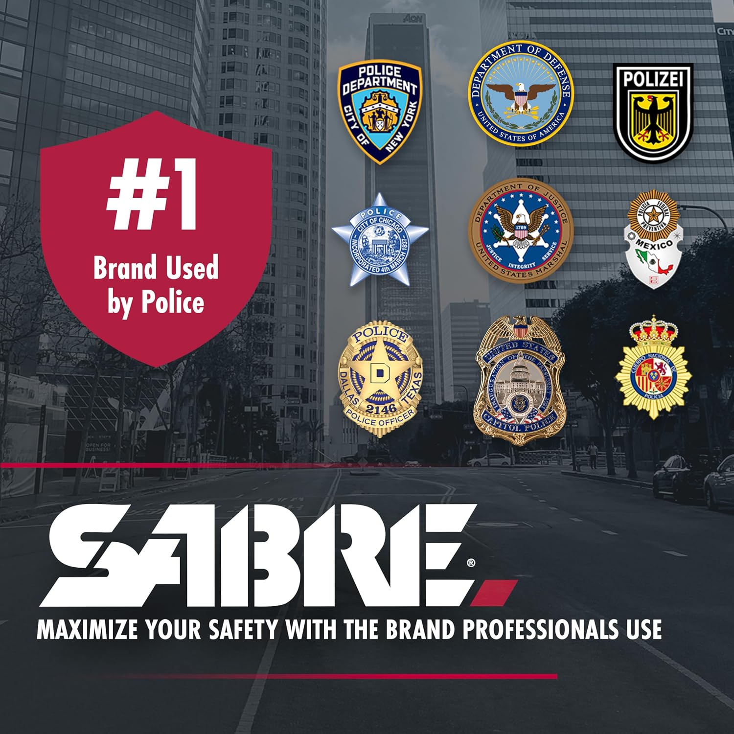 Sabre Compact 3‑in‑1 Pepper Spray, Tear Gas & UV Marking Dye Defense Spray - Maximum Police Strength OC Spray, Up to 16-ft Range, 13 Second Spray Time, Twist Lock Safety with Belt Clip, 0.75 fl oz