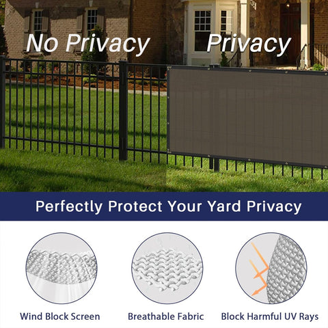 Windscreen4less 4' x 20' Privacy Fence Screen Heavy Duty Windscreen Fencing Cover Windblock Mesh Fabric Shade Cloth with Brass Grommtes for Garden Yard Pool Deck Carport Construction, Brown
