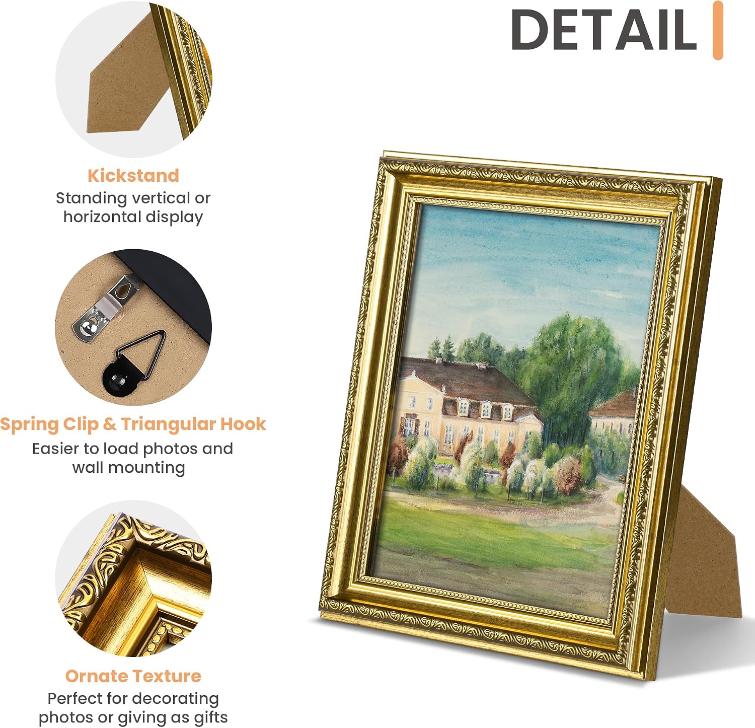 upsimples Vintage 8x10 Picture Frame, Antique Gold Frames, 2 Pack