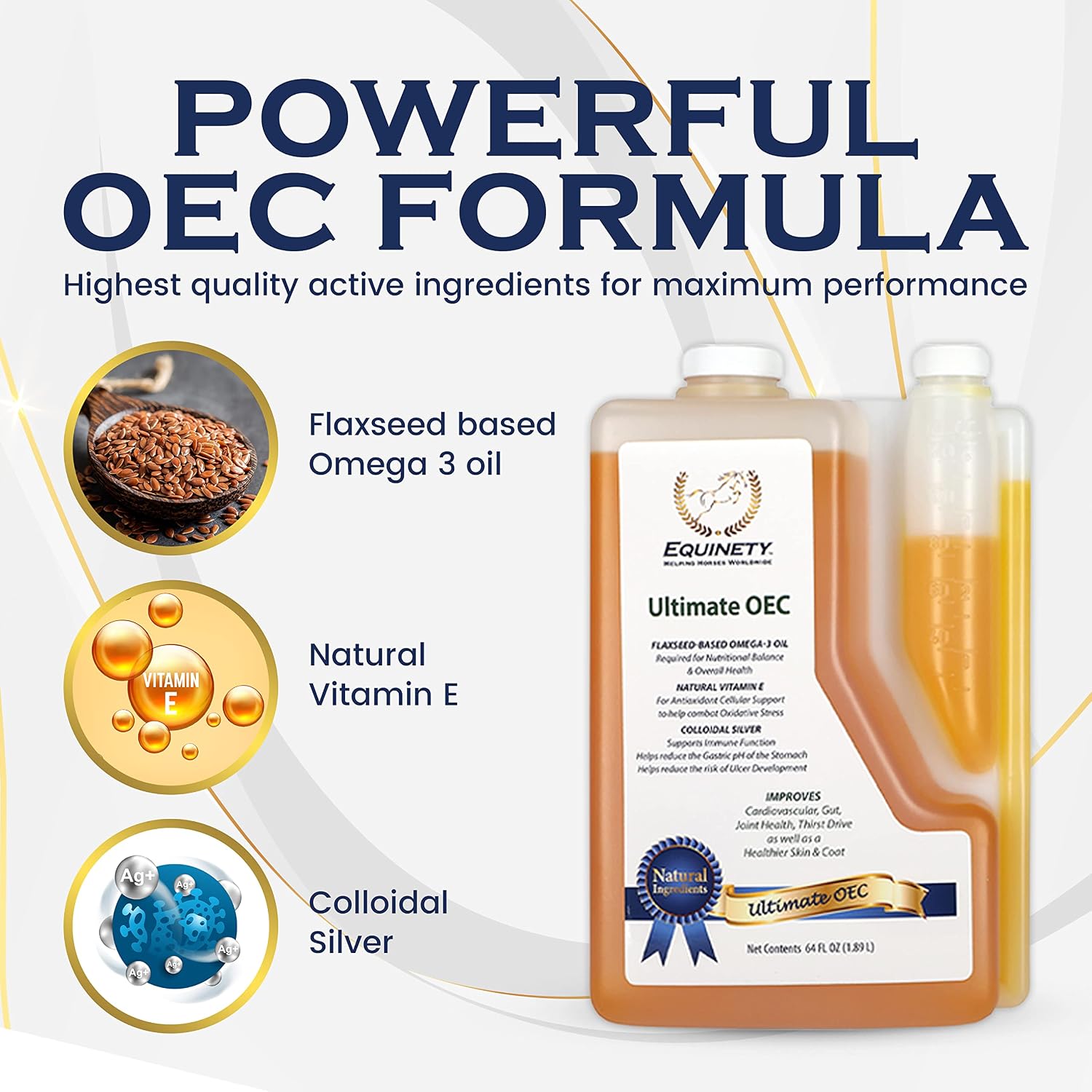 Equinety Ultimate OEC Horse Oil for Coat, Hoof & Joint Support, 64 fl. oz.