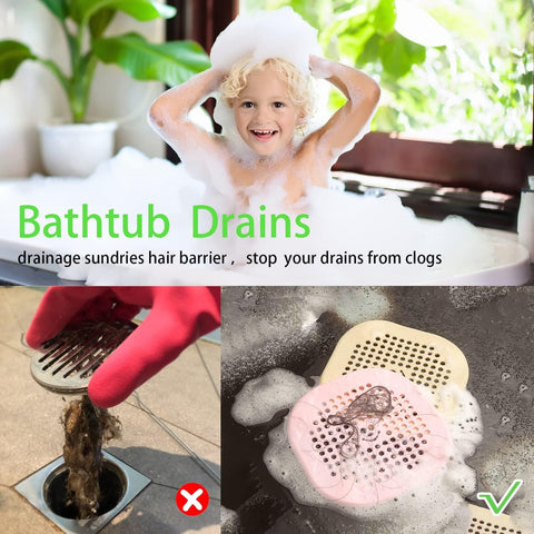 2 Pack Drain Cover Hair Catcher Silicone Drain Protector Hair Stopper for Shower Kitchen Bathroom Bathtub Black