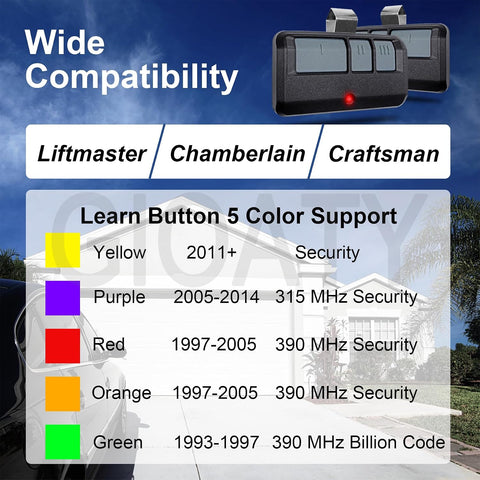 Universal Garage Door Opener Remote 2 for LiftMaster Chamberlain Craftsman