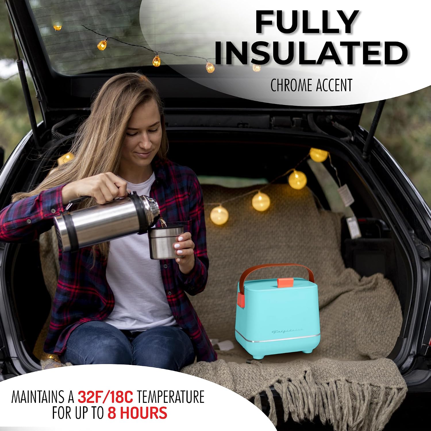 Frigidaire Mini Cooler Fridge - 4 Liter/6 Can Mini Fridge AC 110V/12V Car Adapter Stays Cool up to 8 Hrs Top Opening Carrying Handle Mini Skincare Fridge Beverage Cooler for Desk Home Bedroom (Renewed)