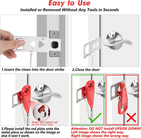 AceMining Portable Door Lock, Hotel Travel Door Lock Security for Home