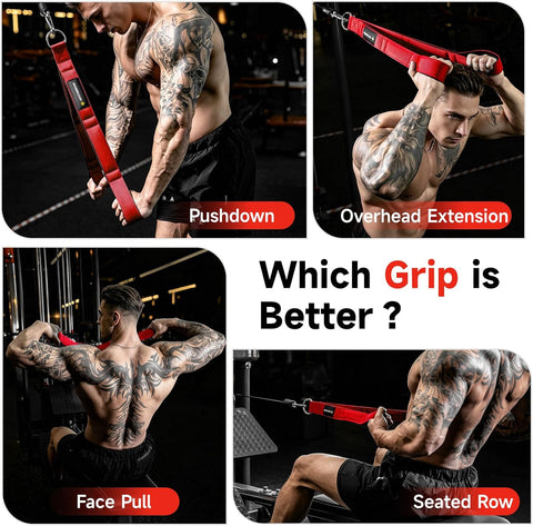MANUEKLEAR 24-Inch 3-Grip Tricep Rope Cable Attachment for Gym Greater ROM