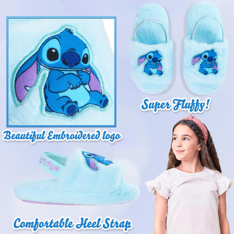 Disney Stitch Women's Fluffy Slippers, Comfy Mule House Shoes - Gifts for Women
