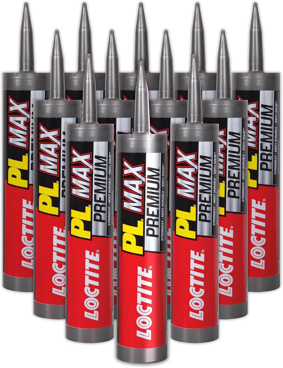Loctite PL Premium Max Construction Adhesive, 9 fl oz Cartridge, 12 Pack - Versatile Construction Glue for Wood, Concrete, Stone & More