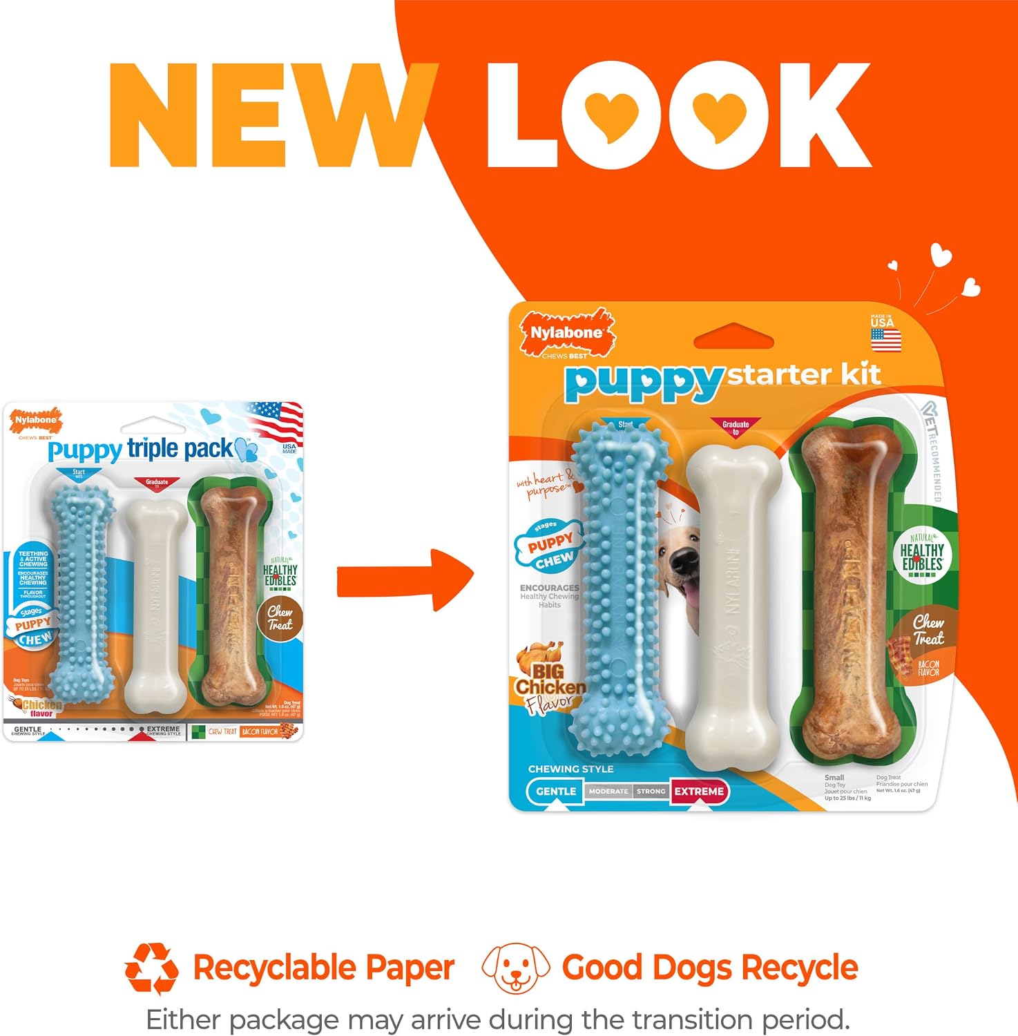 Nylabone New Puppy Starter Kit, Puppy Teething Toys, 3 Pack, Blue