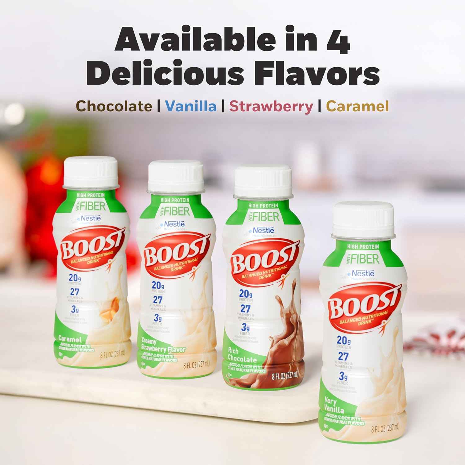 BOOST High Protein with Fiber Ready to Drink Complete Nutritional Drink, Very Vanilla, 8 fl oz Bottle, 24 Pack