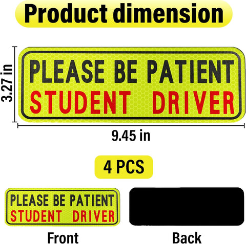 BFXM 4 PCS Student Driver Magnet for Car, New Driver Magnet for Car