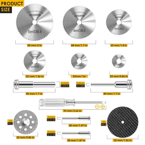 44 Pcs Cutting Wheel Set Compatible with Plastic for Rotary Tool