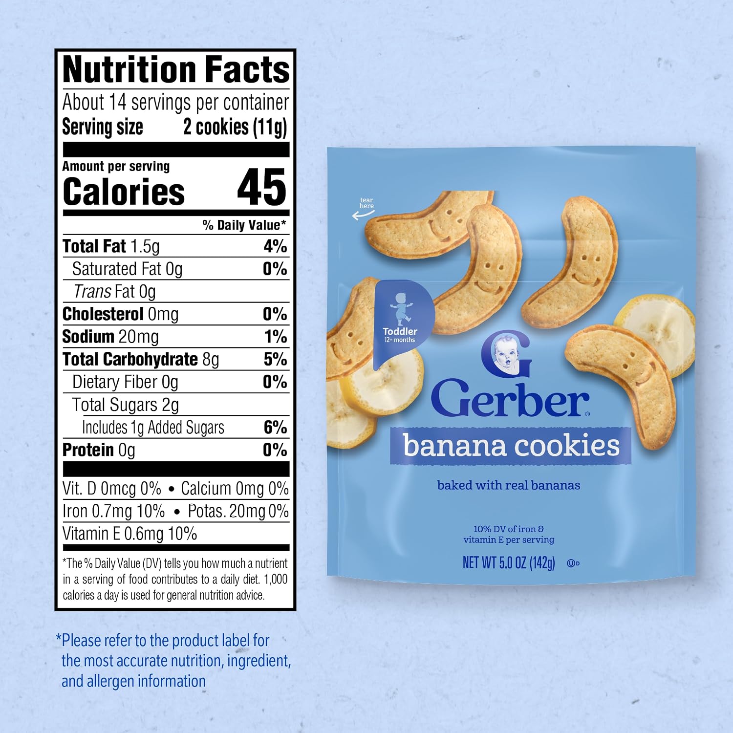 Gerber Toddler Banana Cookies Snack, 5 Oz, 4 Pack