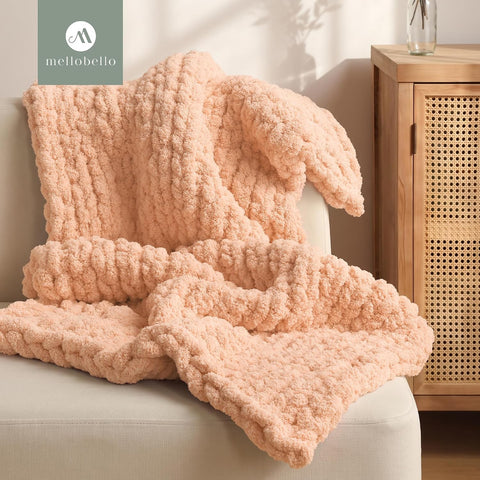 Jumbo Chunky Yarn for Hand Knitting - #10 Chunky Chenille Yarn for Crocheting Blankets,Super Soft Bulky Fluffy Yarn,9 Jumbo Pack(22yds,8oz Each Skein),Apricot Pink