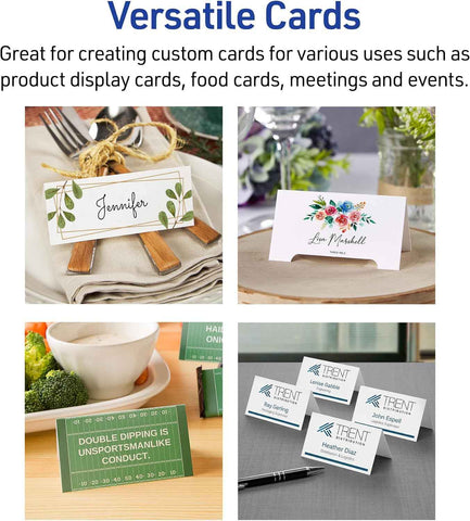 Avery Printable Tent Cards with Sure Feed Technology, 2" x 3.5", Matte White, 2-Pack, Total of 320 Blank Place Cards for Laser or Inkjet Printers (5812)
