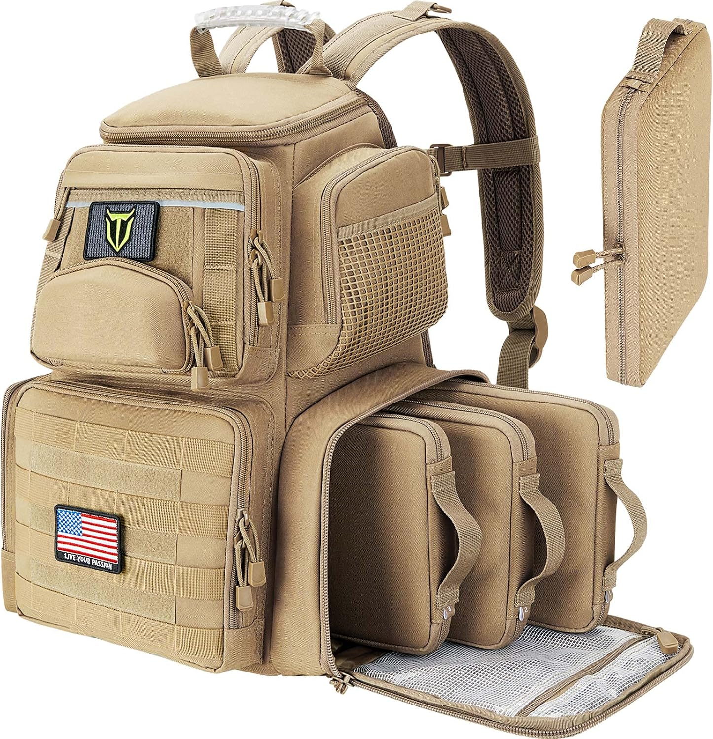 TIDEWE Gun Range Backpack for Handguns, Tactical Shooting Range Bag