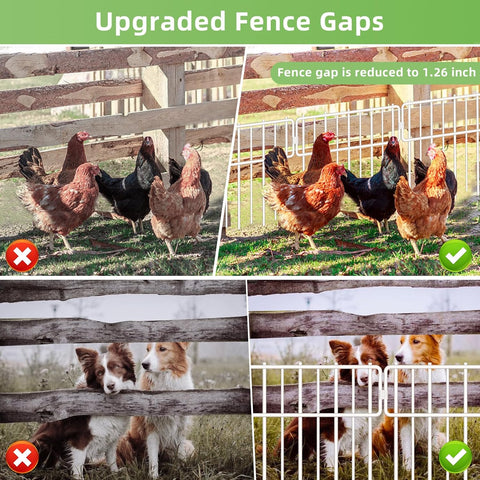 Animal Barrier Fence, 30 Pcs Upgrade 1.26 in Gap Decorative Fences No Dig Fence for Rabbits and Dog Ground Defense, Rustproof Metal Wire Garden Edging Border for Outdoor, Yard, White
