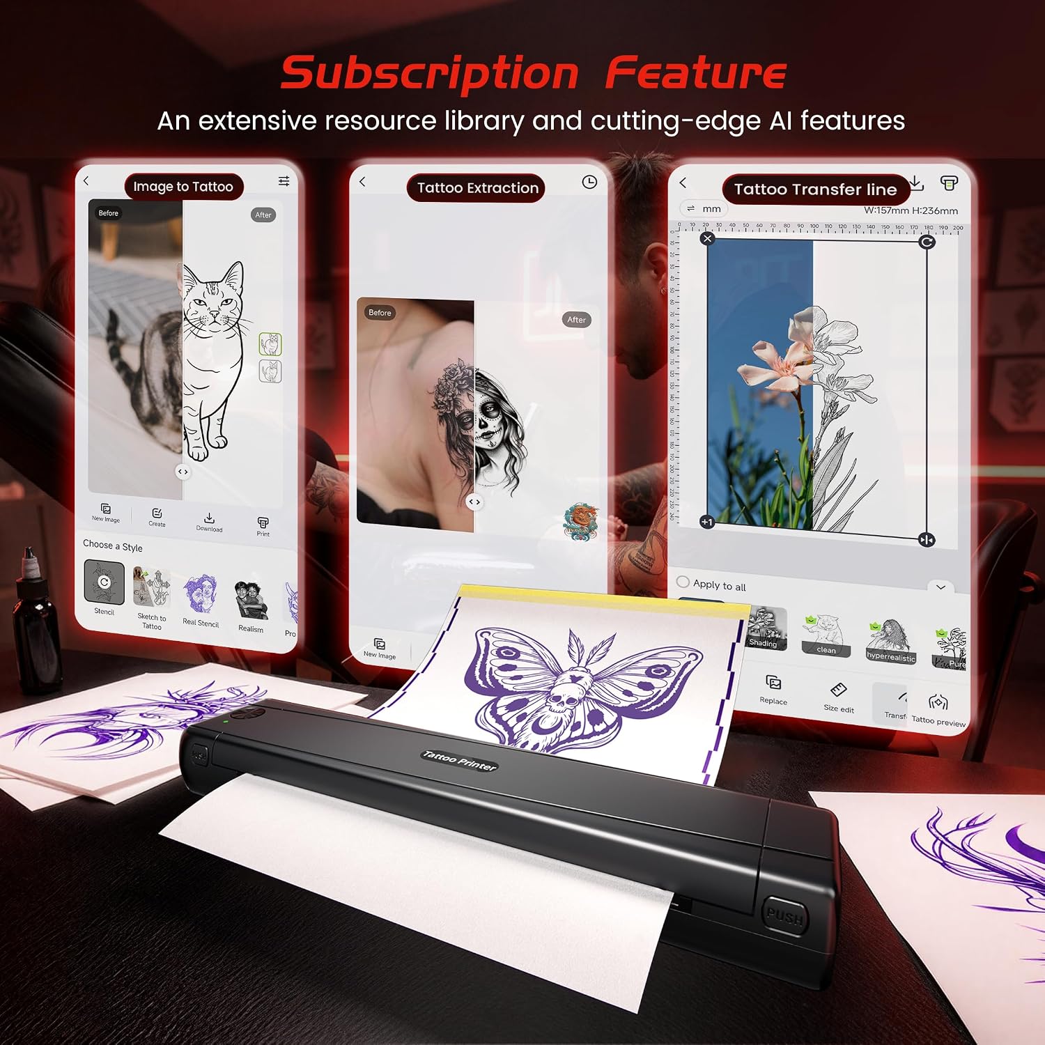 TATTMUSE Tattoo Stencil Printer Machine with 100pcs Transfer Paper