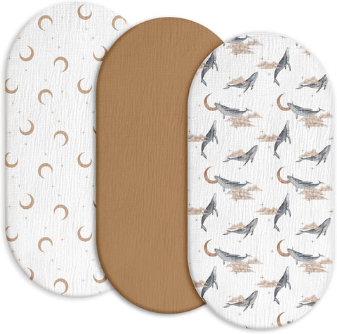 Gllquen Baby Muslin Bassinet Sheets 3pk, Soft Cotton Baby Sheet 33x17