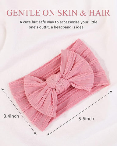 jollybows 8pcs Nylon Headbands for Baby Girls Infant Baby Bows