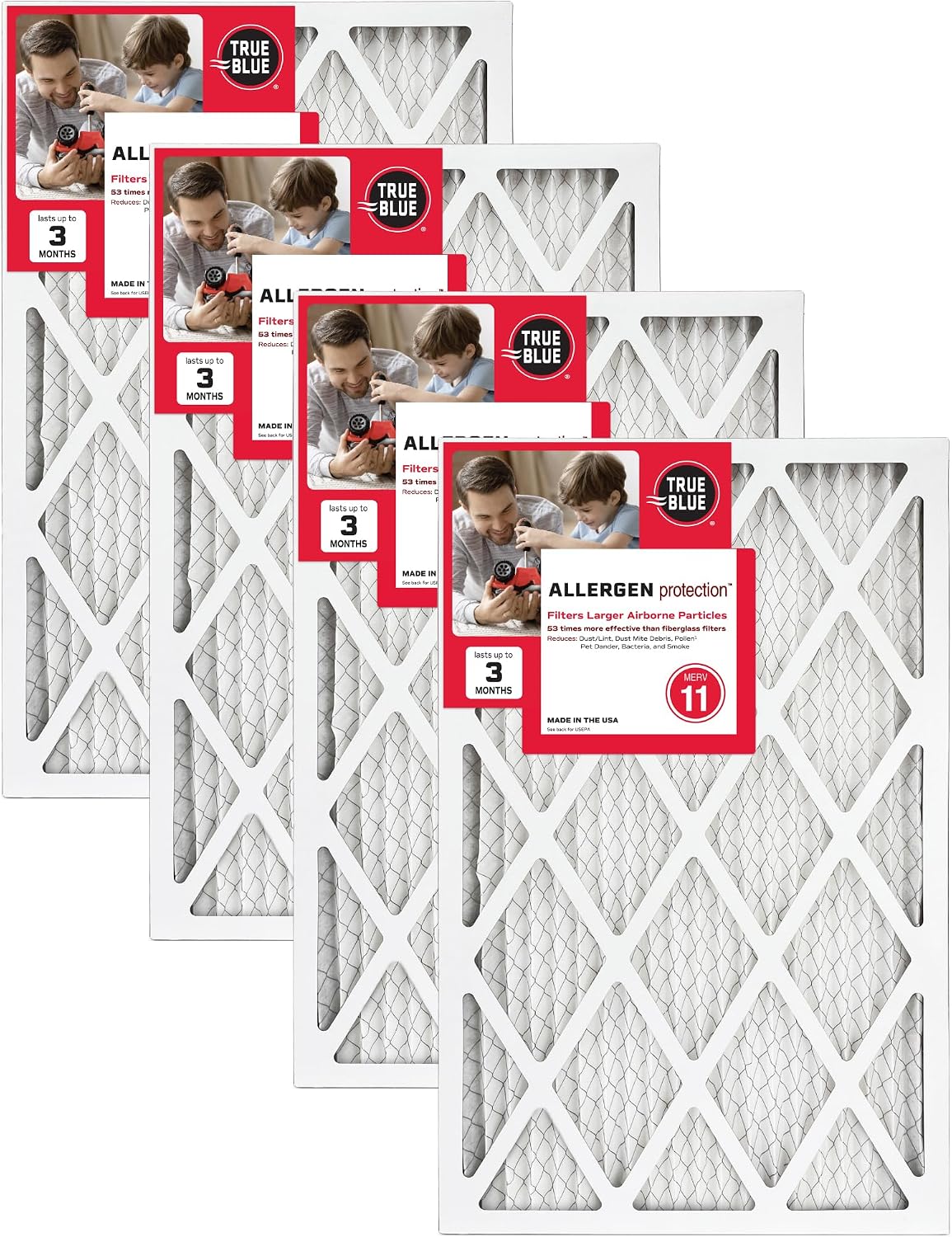 True Blue Allergen 20x36x1 Air Filter , MERV 11, 4-Pack
