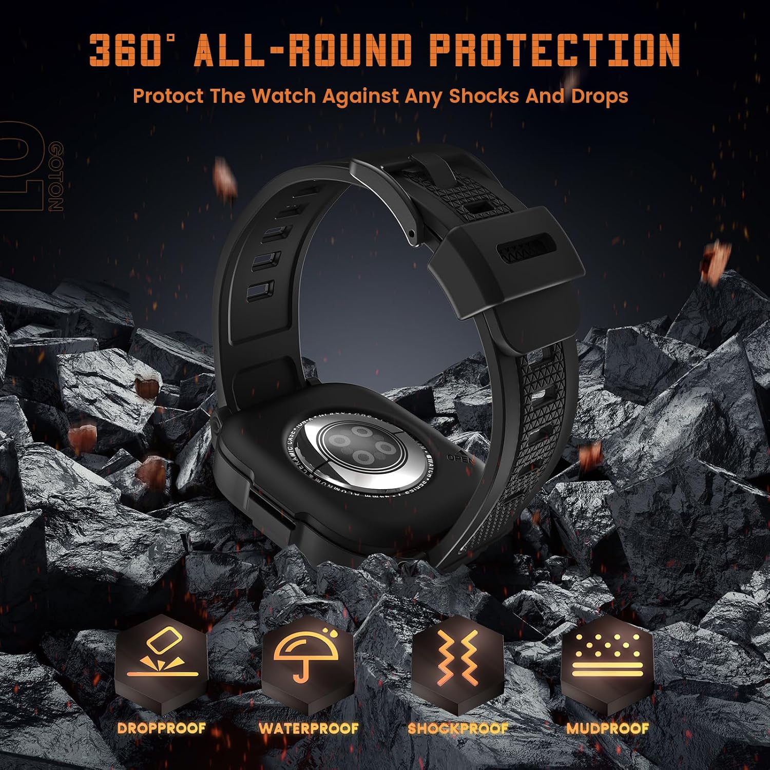 Goton 3 in 1 Waterproof Case with Band Compatible for Apple Watch