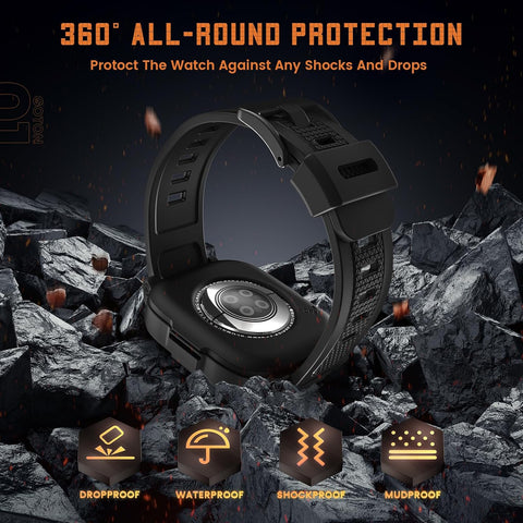 Goton 3 in 1 Waterproof Case with Band Compatible for Apple Watch