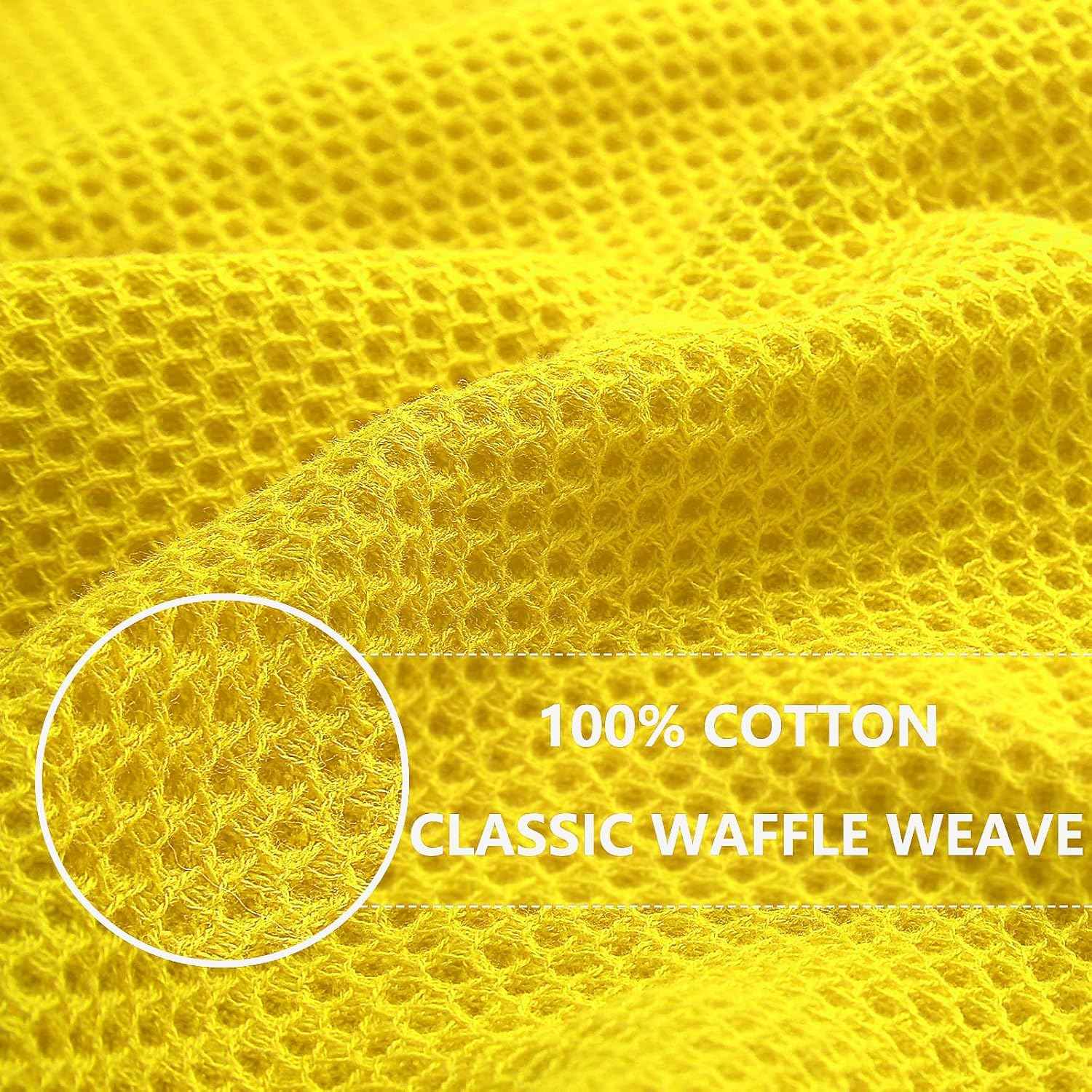 Homaxy 100% Cotton Waffle Weave Kitchen Dish Cloths 8-Pack, Yellow