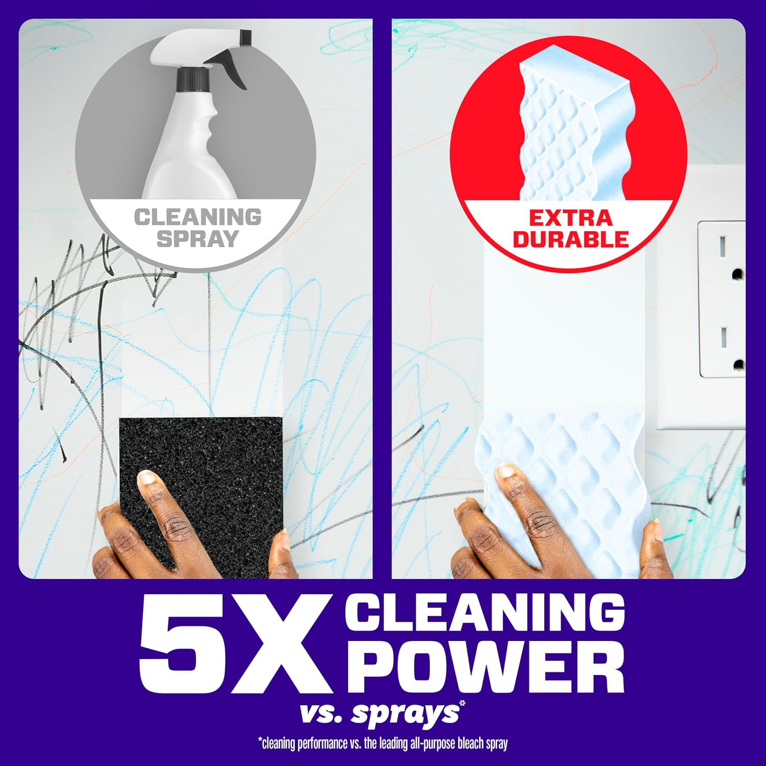 Mr. Clean Magic Eraser Sponge, All Purpose Cleaner, Cleaning Scrubber, Wall, Sneaker, Kitchen, Bathroom, Shower Cleaner, Cleaning Supplies, Melamine Sponge, Cleaning Pads, Extra Durable, 4ct