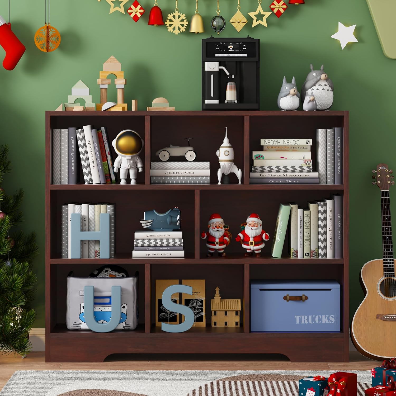 Book Shelf, 8 Cubes Storage Organizer, Open Shelf Bookcase Cherry Bookshelf