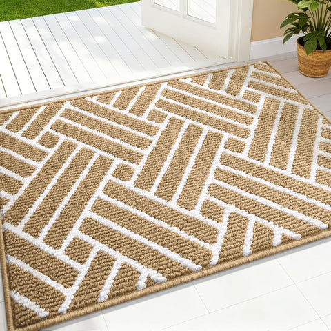 OLANLY Indoor Door Mat 32x20, Low-Profile Dirt Resistant Doormat, Beige