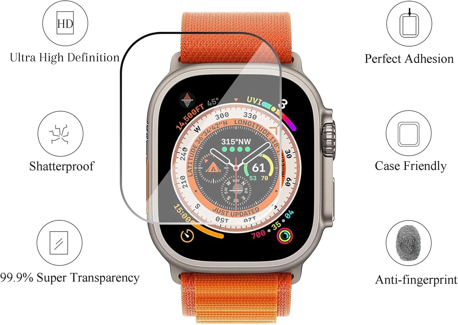 Ailun 3 Pack Screen Protector for Apple Watch Ultra 3/2/Ultra [49mm][Clear]