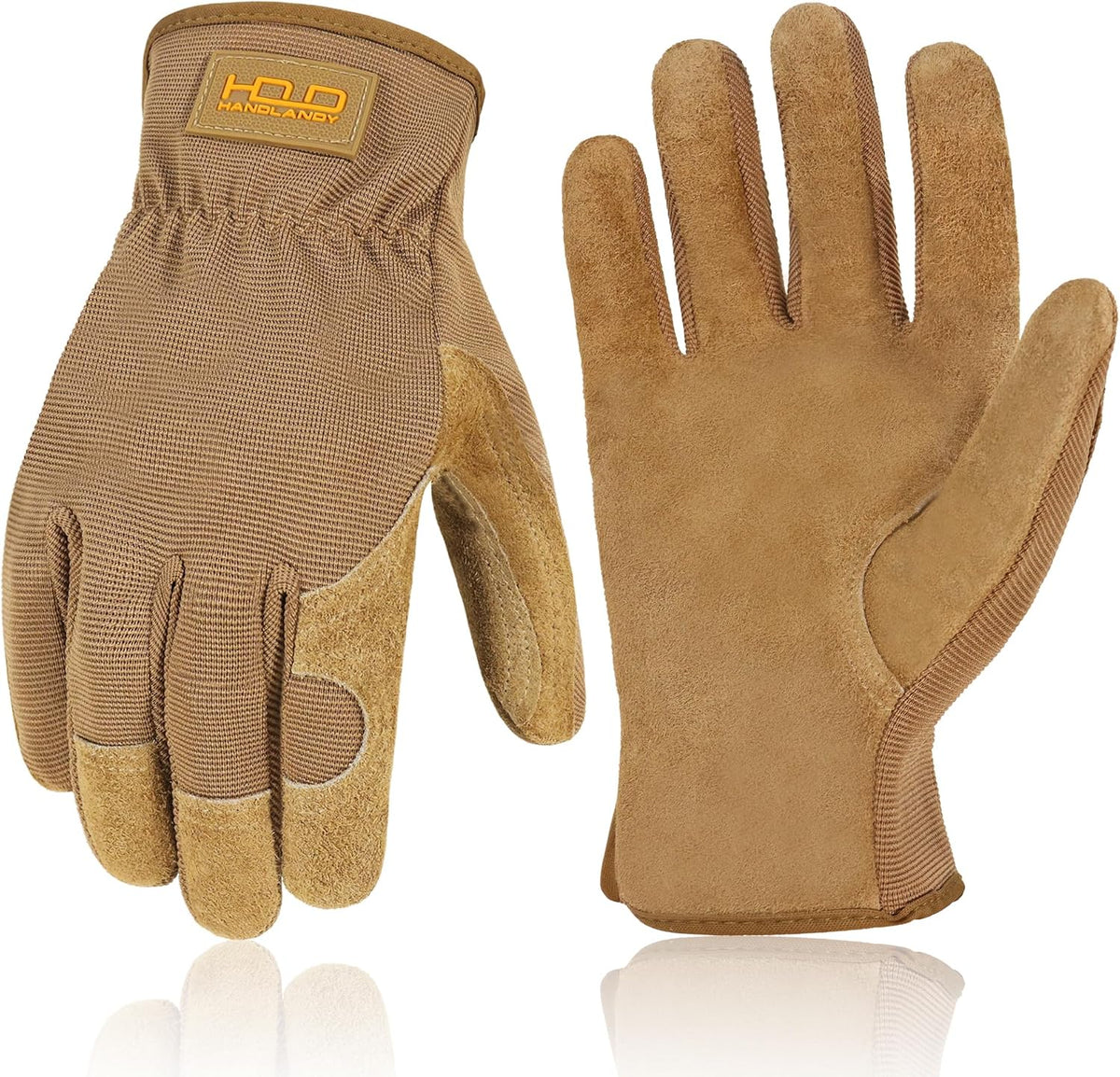 HANDLANDY Leather Gardening Gloves, Leather Work Gloves for Men Women