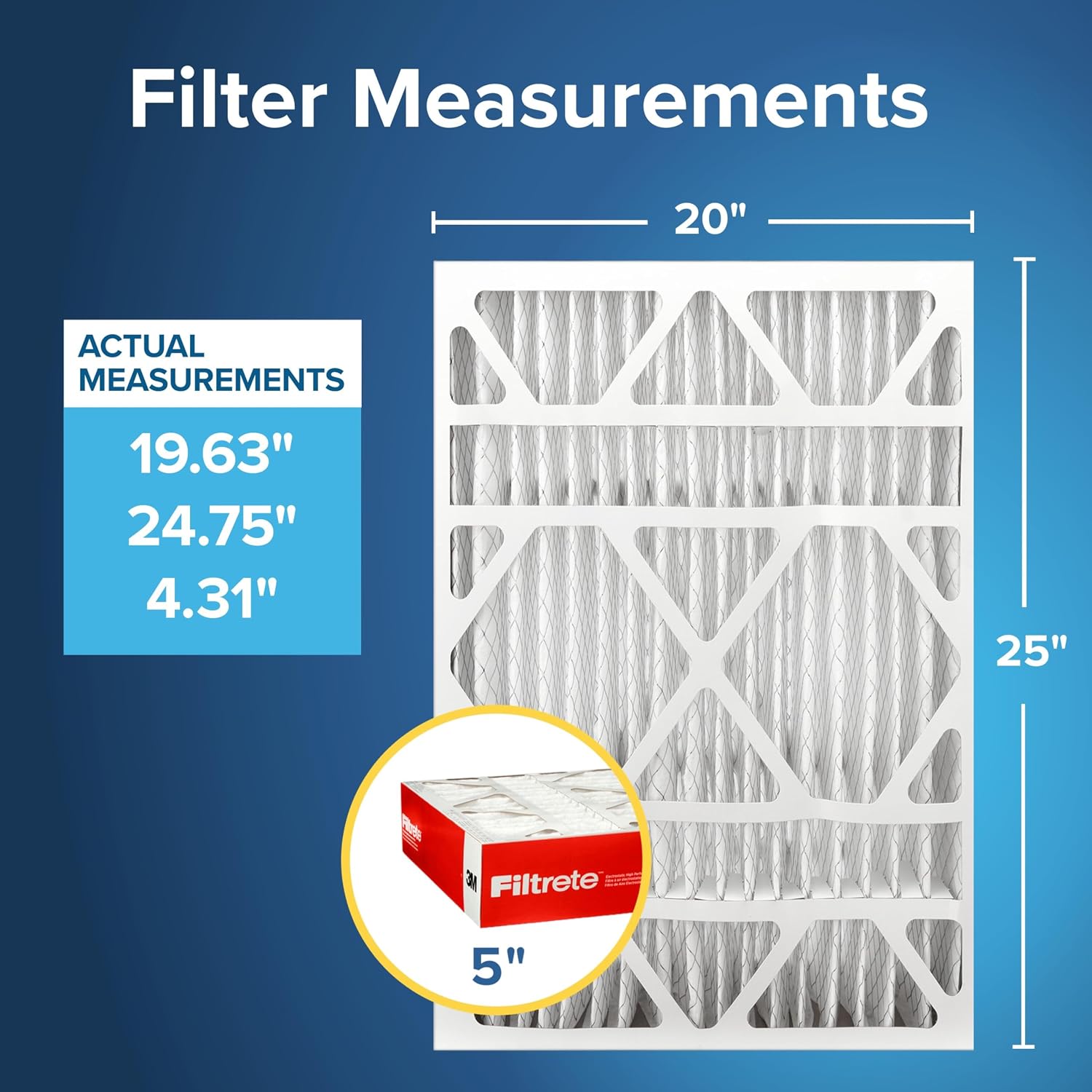 Filtrete 20x25x5 Air Filter, Fits Lennox, MERV 11, MPR 1000, 2 HVAC Filters