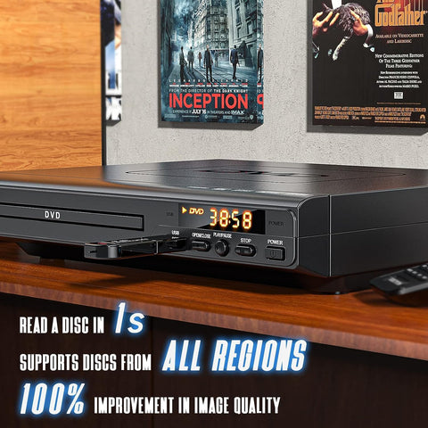 DVD Players for TV with HDMI, DVD Players That Play All Regions, Simple DVD Player for Elderly, CD Player for Home Stereo System, Included HDMI and RCA Cable