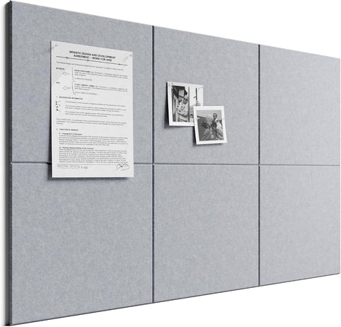 Bumusty 36"x 24" Large Felt Bulletin Board Tiles, Soft Gray