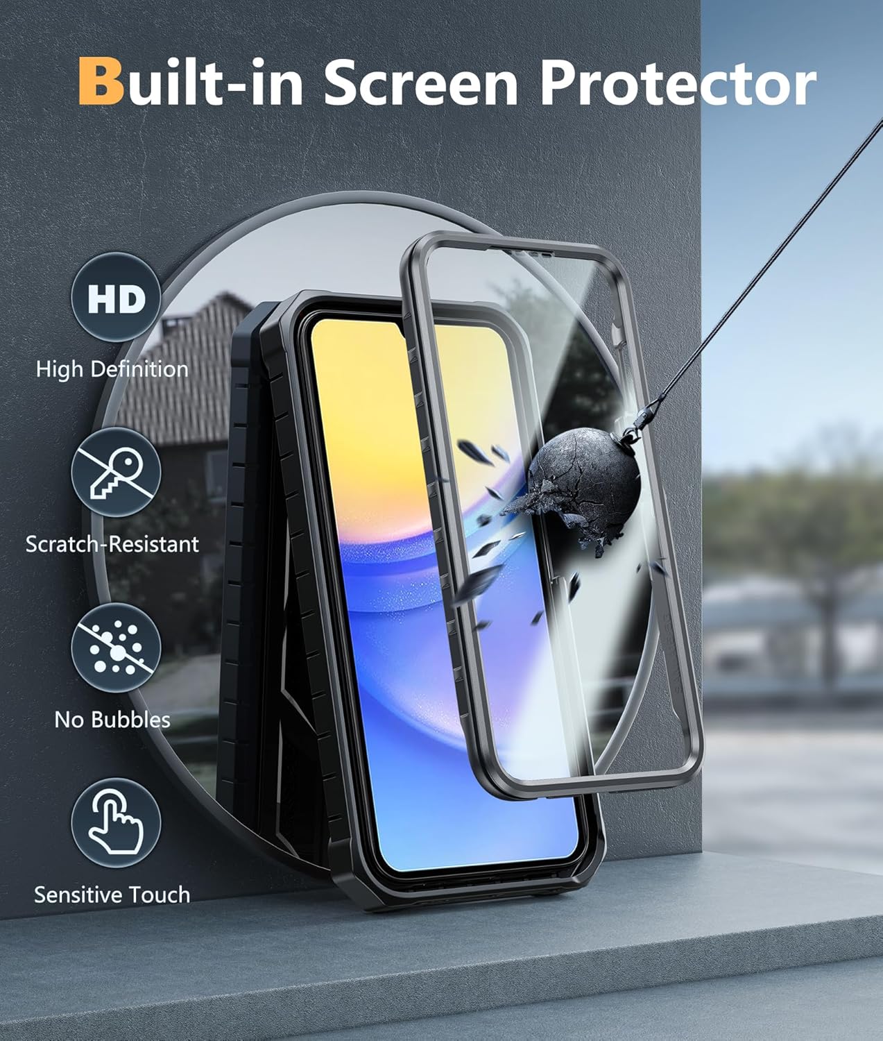 FNTCASE Phone Case for Samsung Galaxy A15 5G with Kickstand Black