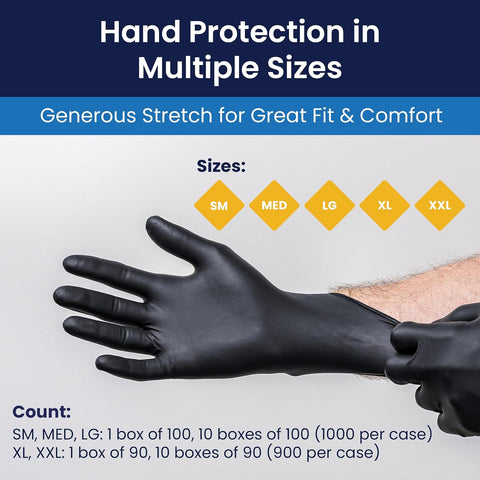Adenna DLG678 Dark Light 9 mil Nitrile Powder Free Exam Gloves (Black, X-Large) Box of 90