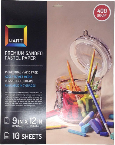 Uart Sanded Pastel Art Paper, Off-White, 9" x 12" Paper, Grit #400, 10 Sheet Pack
