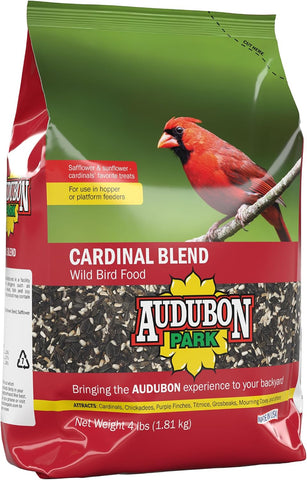 Audubon Park Cardinal Blend Wild Bird Food, Cardinal Bird Seed for Outside Feeders, 4-Pound Bag (Pack of 4)