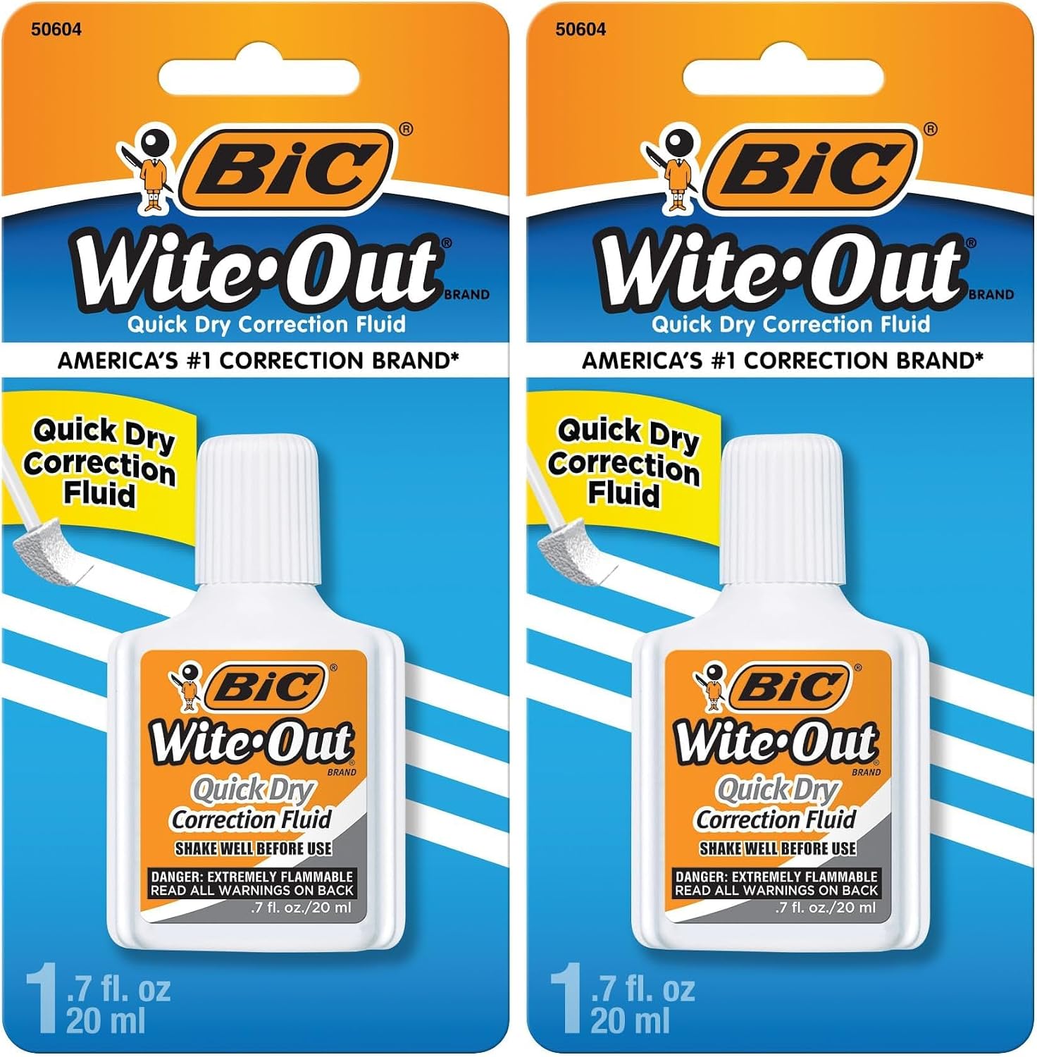 BIC Wite-Out Quick Dry Correction Fluid, 20mL, White, 1-Count Pack